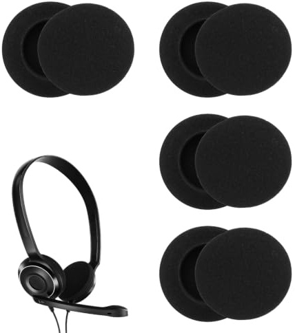 4 pares de almohadillas de repuesto de espuma para auriculares, diámetro 5 cm, almohadillas para auriculares de audio, flexible, repuesto universal, color negro