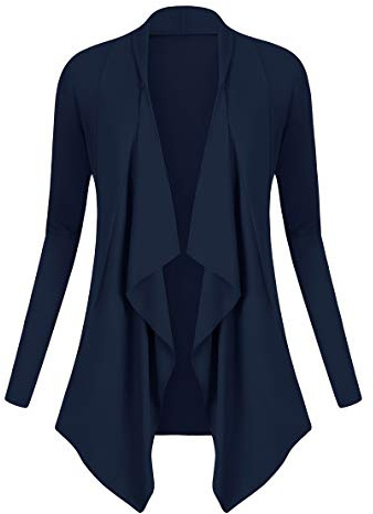 Urban GoCo Donna Cardigan Drappeggiato Aperto Davanti a Maniche Lunghe e Orlo Irregolare Giacca Top Blu Marino S