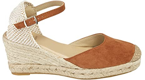 Handgjorda kil-espadrillos dam 7 cm kilklack – tillverkad i Spanien – sandaler av natur-jute med ergonomisk fotbädd – andas och hållbar för sommar, bröllop och kontor, Beige, 40 EU