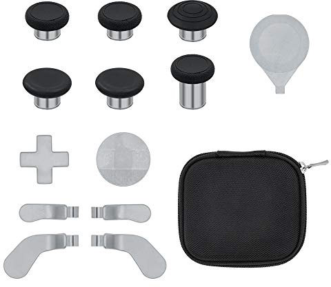 Mcbazel 13 en 1 Outils de Remplacement pour Paddles de Manette Xbox Elite Series 2, 6 Thumbsticks, 4 Palettes, 2 D-pads avec Étui de Transport, Accessoire pour Manette Xbox Elite 2, Argent