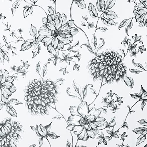 Arthouse Fine Pencil Drawn Florals & Foliage Glitter Finish Fleur Mono Wallpaper-Matt Light Cream Background-Living Spaces & Feature Walls-Bedroom-Dining-Hallway-Living Areas 692507, Black