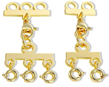 KISSPAT 2 Fermoirs de Collier Superposés en Couches, Fermeture à Ressort Petits Fermoirs Multi-Rangs, 2,3 Brins Séparateurs de Colliers pour Colliers, Bracelets, Bijoux