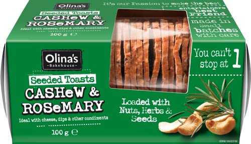 OLINA'S BAKEHOUSE Seeded Toasts - Cashew & Rosemary 100g - 6 Pack