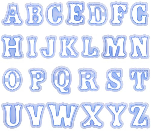 BENECREAT Alphabet Cookie Cutters 2.5 Inch Small Plastic Fondant Cutters Resin Mold Blue Letter Shape Cookie Cutters for DIY Biscuit Baking Cake Tool Fondant Moulds, 26-Piece