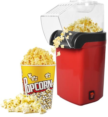 Máquina de palomitas de maíz, mini máquina de palomitas de maíz de 1200 W para el hogar, simple y saludable, poco aceite, palomitas de maíz incluidas, perfecta para palomitas de maíz dulces, cuchara