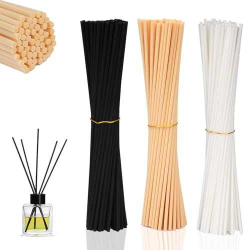 180 Stück Rattanstäbchen für Raumduft, 20cm x 3mm Duftstäbchen Nachfüller, Aroma Diffuser Stäbchen für Ätherische Öle im Home Office Hotel Spa Aropatherapie (3 Farben)