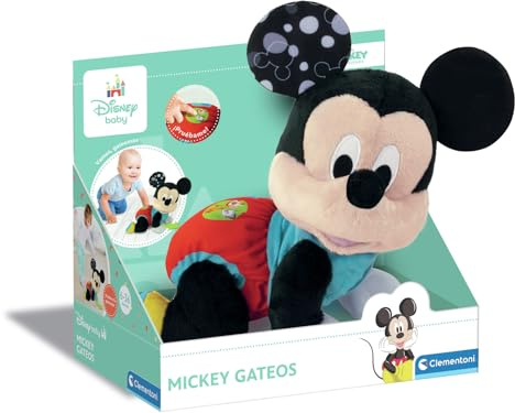 Clementoni - Baby Mickey Gateos - Peluche Interactivo para Bebés con el Que Dará Sus Primeros Pasos - Enseña Números y Sonidos de Animales - A Partir de 6 Meses - Fabricado en Italia - 55573