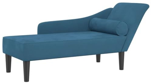 Chaise longue avec coussins bleu velours