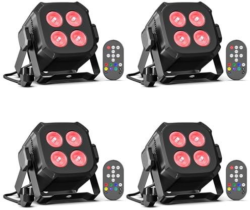 Rtktoup 4PCS RGBW LED Par Scheinwerfer, 40W LED Bühnenlicht DMX 4/8CH mit Fernbedienung Par Strahler, Discolicht Partylicht für DJ Bühne Bar Party Hochzeit Haloween Weihnachten