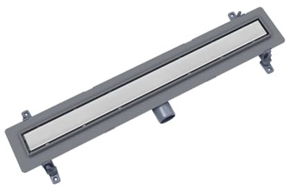 Canalina per doccia ABS – Set completo di copertura Duo con piastrelle o filtro per capelli in acciaio inox spazzolato – Grondaia con piedini di montaggio a sifone con manicotto di tenuta a doppia