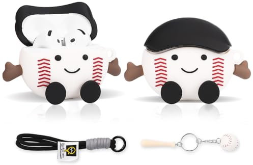 LEWOTE Compatible avec Apple Airpods 4 Coque de protection amusante 3D Cartoon avec porte-clés [Série sport] (Casquettes noires)