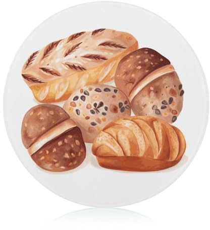 Tabla de cortar de vidrio de 8 x 8 pulgadas, tabla de cortar de pan pintada con pies antideslizantes, tablas de cortar redondas para cocina, resistentes al calor, pequeñas tablas de cortar para frutas