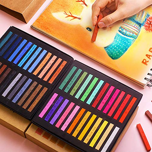 Palitos de Pastel Secos 12/24/36/48 Colores Vibrantes Set Tiza para Arte Pintura con Palitos Cuadrados Dibujo Fácil Suministros para Trabajos Detallados y Expresivos