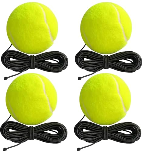 Entraîneur de tennis 4 pièces, rebondeur de tennis élastique et résistant à l'usure avec balle et ficelle, parfait pour les employés bureau, les adultes, les enfants, le divertissement la prati