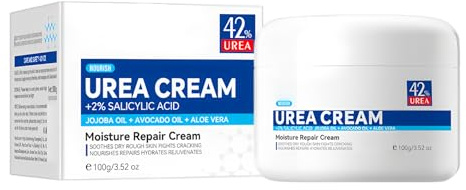 Crema Reparadora con 42% de Urea 100g, Tratamiento Intenso que Repara Talones y Manos Agrietadas, Elimina Durezas y Cuida Áreas Ásperas, Hidratación Profunda para Codos, Rodillas y Piel Rugosa