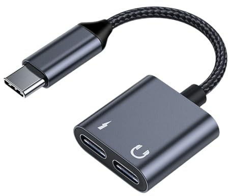 USB C-hörlursadapter | Ljuddongel, USB C till 3,5 mm hörlursuttag - Snabbladdningsbar ljudkabel, 2-i-1 hörlursadapter, datortillbehör
