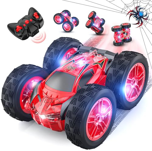Spider Coche Teledirigido Niña, 4x4 Carro Telecomandado, Acrobatico RC Car | Radiocontrol Monster Truck con Luz, 2.4GHz Car Juguete, Doble Volteo, Juegos Infantiles, Regalo Niñas 3 4 5 6 7 8 9 10+ Años