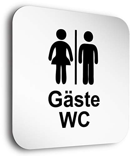 Kinekt3d Leitsysteme Schilder aus 1,5 mm Alu Vollmaterial • 150 x 150 mm • Besonderheit: unsichtbare 5 mm Abstandhalter verleihen dem Türschild einen exklusiven schwebe Effekt (Gäste WC + Piktogramm)