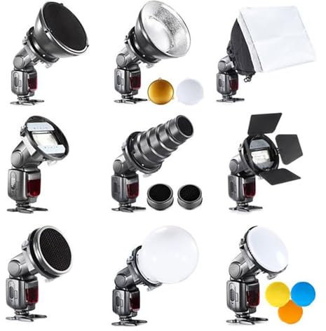 BRESSER BR-SET7 Juego 7 Piezas de Modificadores de Luz para Flashes compactos