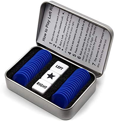 Befantasway Right Left Center Dice Game Set with 3 Dices& 36 Chips - Blue