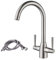 NewEast Kitchen Taps,Modern Double Handle Kitchen Mixer Sink Tap Swivel Spout Brushed Nickel