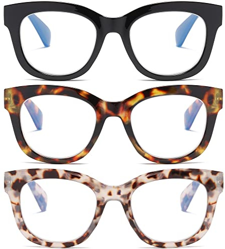 Fsread Oversized Reading Glasses For Women Blue Light Blocking Computer Readers Spring Hinge Retro +2.5