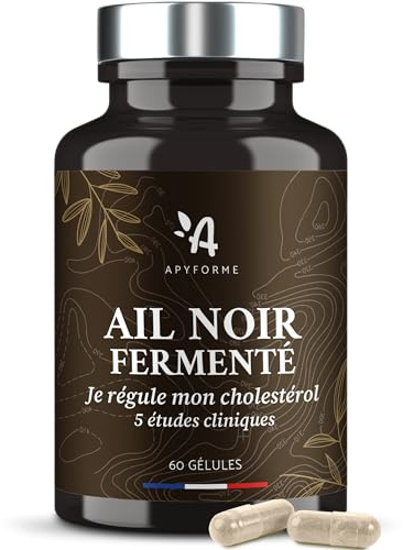 Ail Noir Fermenté BIO - La Plus Haute Concentration Acetylcysteine (0.25mg / jour pour 2 gélules) - Procédé d'Extraction Breveté ABG10+ - 60 Gélules - Fabriqué en France par Apyforme