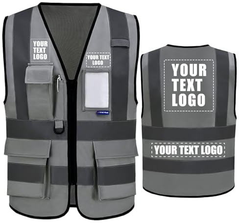 AYKRM 21 couleurs Gilet di Sicurezza xs Antinfortunistici Alta Visibilità con tasche Giacca da lavoro riflettente ad alta visibilità Gilet riflettente con cerniera