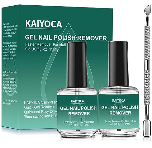 KAIYOCA Nail Polish Remover, 2 Packungen Nail Gel Nagellackentferner mit 1 Nagelhautschiebern, Entfernen Sie Soak Off Acrylic Gel Polish in 3-5 Minuten, verletzen Sie Ihre Nägel Nicht
