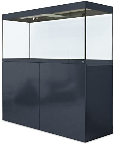 Amtra Alux 450 Led Grey Combi - 450L professionelles Glasaquarium mit Deckel und Holzgehäuse, für Süß- und Salzwasserfische, Profi-Set, graue Farbe