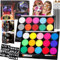 MOYKSRR Body Painting, Trucchi Neon, Trucco Bambini, 30 Colori Face Painting, Pittura Corpo con 40 Stampini e 4 Pennelli, Truccabimbi Kit, Corpo di Vernice Adatto Halloween Party,Fancy Dress,Cosplay