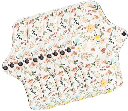 Wiederverwendbare Slipeinlage, Baumwoll-Menstruationseinlage, Weiches Blumenmuster, Super Saugfähig, Helle Farbe, 5 Stück, Tragbar für Reisen für Frauen (M)