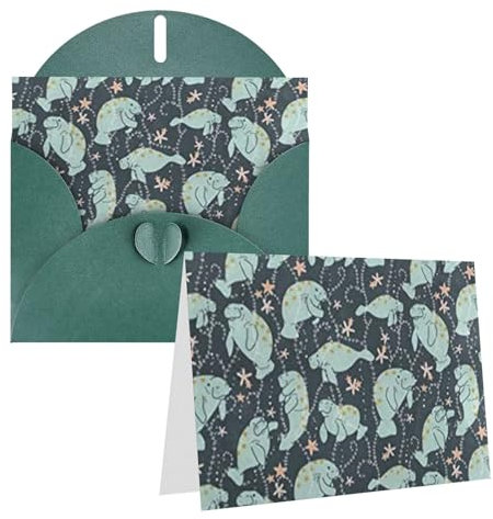 Geburtstagskarten mit Seekuh-Tieren mit Umschlägen, Notizkarten für alle Anlässe, inklusive Grußkarte, Blanko-Karten, Trauerkarten, Thinking Of You-Karten