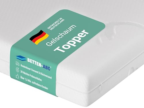 Betten-ABC - ViGeTo Topper - 90x200 cm - Gelschaumtechnologie - Optimale Temperaturregulierung & Körperkontur-Anpassung - Hypoallergen & Antibakteriell - Bezug abnehmbar & waschbar - Paketlieferung
