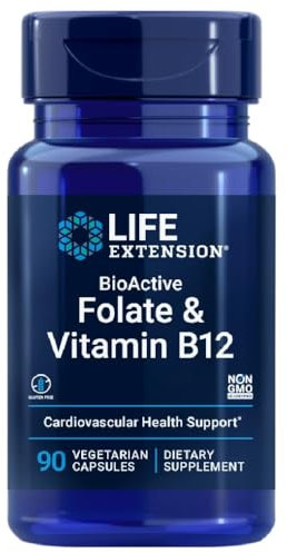 Life Extension - BioActive, Folato y Vitamina B12-90 Cápsulas vegetales | Suplemento BioActivo