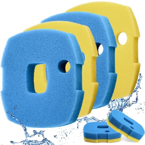 Treela 4 Pcs Replacement Filter Sponge Pond Filter Pad Compatible with Anbull Pond Filter Pump 950/1370gph (12.2 x 10.23 x 2.95) Aquarium Filter Sponge Fish Tank Sponge (Blue Yellow, Pack of 2 Set)