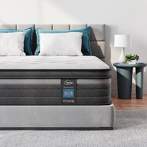 TeQsli Small Double Mattress, 10.6 Inch Cool Memory Foam Individually Pocket Sprung Mattress for Pressure & Back Pain Relief, 9-Zone Targeted Support Hybrid Mattress in a Box-120x190x27cm