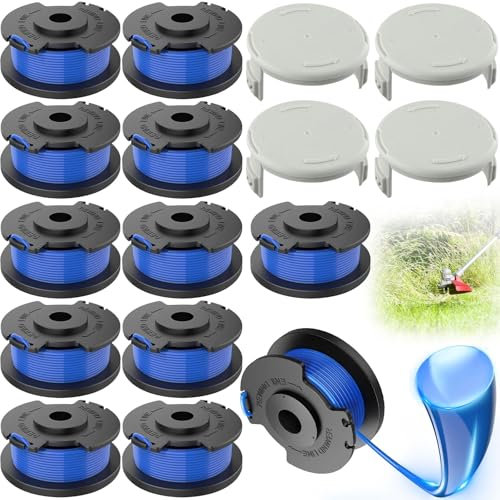 SaiXuan Lot de 12 Bobines + 4 Couvercles pour Coupe Bordure Ryobi One+ 18V 24V 40V, Fil AC14RL3A, Compatible avec Tête AC14HCA, Fil Nylon Ø1,65 mm x 3,35 m, Remplacement Automatique