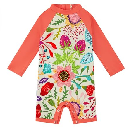 upandfast Traje de Baño Niña para Verano Caluroso UPF 50+ - Cremallera Trasera Segura con Broches en Entrepierna y Tejido Transpirable-6-9M