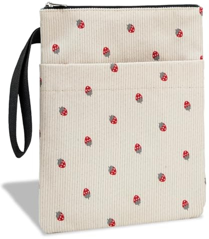 Housse de livre, avec fermeture éclair, motif fraise, en tissu velours doux, poche sur le devant de la valise, protection de livre pour romans et livres scolaires, cadeau