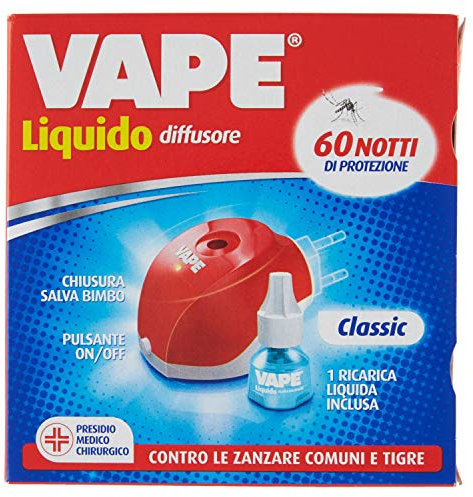 Vape Elettroemanatore Liquido Spina + Ricarica Liquido 60 Notti, 36ml
