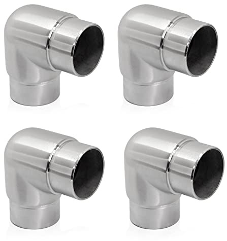PRIOstahl Coude rond raccord de tuyau connecteur à emboîter raccord d'angle rond 90 degrés - 4 pièces Ø 42,4 mm pour tubes ronds tuyau main courante connexion à emboîter construction de garde-corps