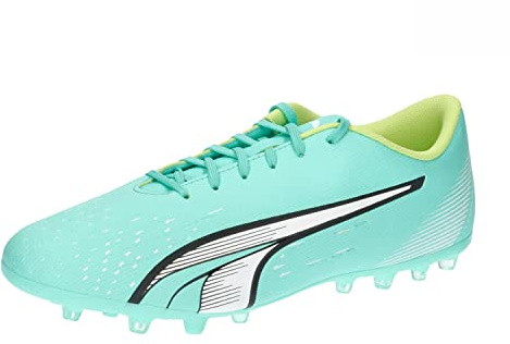 PUMA Chaussures de Football Ultra Play MG pour Homme, PUMA Electrique Menthe Poivrée Blanc Jaune Rapide, 42.5 EU