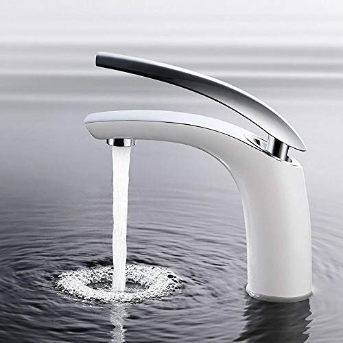 Wasserhahn Bad Waschbecken Edelstahl Chrom Messing Armatur Mischbatterie Einhebelmischer Badarmatur Waschtischarmatur für Badezimmer Gäste WC, elegant geschwungen Design