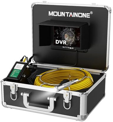 Industrie Rohrkamera 20m, Kanalkamera mit DVR 7 inch LCD Farbmonitor IP68 Wasserdicht Inspektionskamera, Endoskopkamera mit Licht für Abflussrohre (16GB SD-Karte Enthält) (30M)