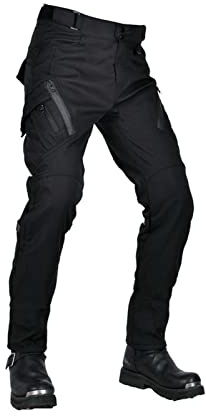Reflekterande Bikerjeans Avtagbar Rustning, Vattentätt Tyg Justerbart Midjebälte Unisex Skyddsbyxor for Motorsportcykel (Color : Black, Size : XL)