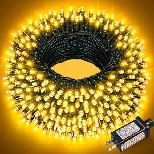 Nielfoi 100FT 300 LED Christmas Lights Outdoor, Warm White Christmas Tree Lights 8 Modes, Plug in Connectable Christmas String Lights Indoor for Outside Patio Garden Xmas Party Holiday Decorations