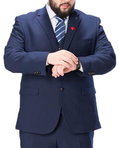 MANYUBEI Costumes pour Hommes, Blazer Grande Taille Coupe Ajustée Simple Boutonnage Deux Boutons Smoking Affaires Décontracté Mariage Banquet Hôte Veste Formelle Gros Vêtements Hommes,6XL,Blue