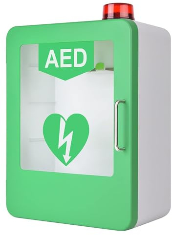 AED Defibrillator Storage Cabinet, First Aid AED Defibrillator Wall Mounted Storage Cabinet Cardiac Defibrillator Storage Cabinet AED Alarm Box for Home, Office
