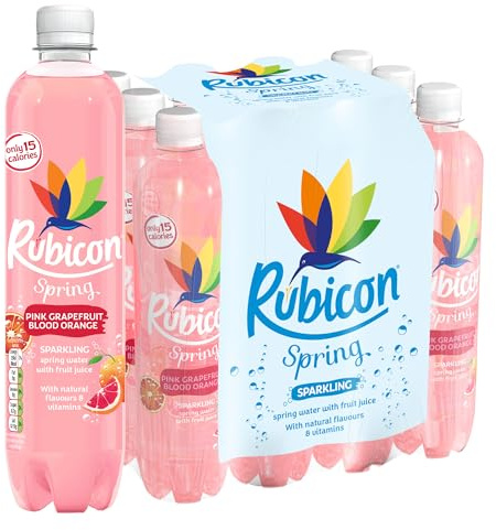 Rubicon Spring 12 Pack Pink Grapefruit & Blood Orange, Sparkling Spring Water with Real Fruit Juice & Natural Flavours, Only 15 Calories - 12 x 500ml Multipack Bottles